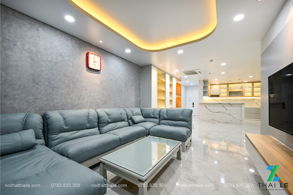 Thi công nội thất phòng khách bếp căn hộ Giai Việt | B23.07 - 140m2